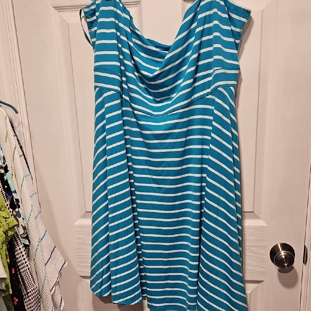 torrid Teal and White Striped Midi Dress
